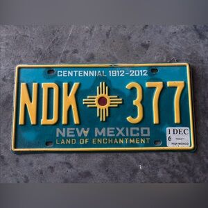 New Mexico NM Turquoise 2000’s 2016 License Plate NDK 377